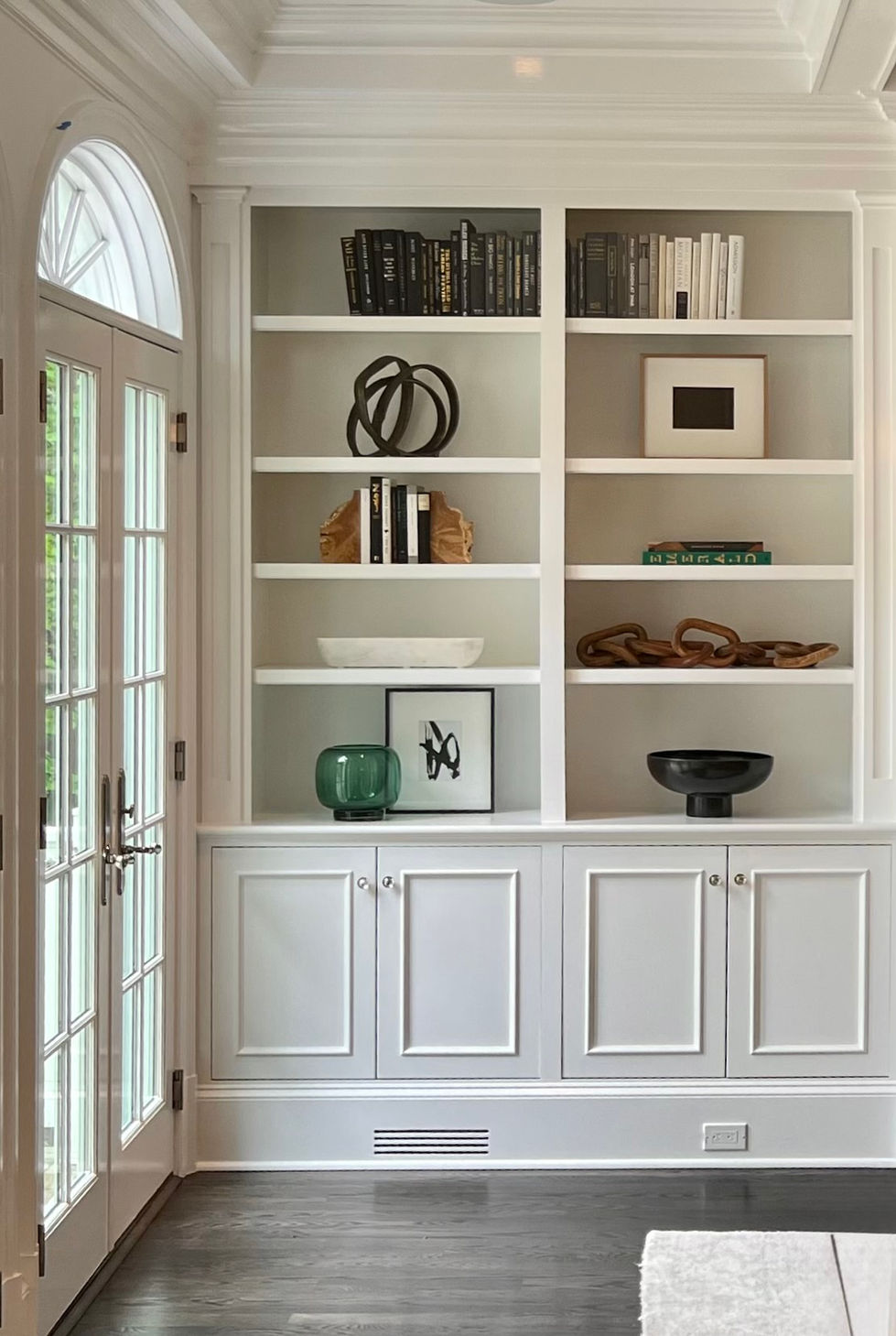 black white green bookshelf 2