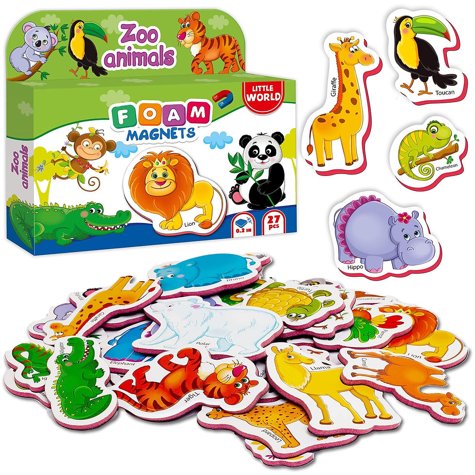 Thumbnail: 27 Fridge Magnets for Toddlers 13 years  Zoo Animals Foam Magnets for Kids