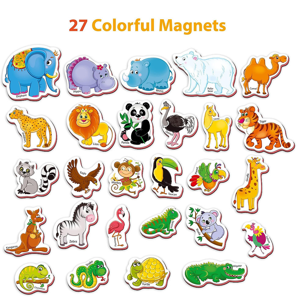 Thumbnail: 27 Fridge Magnets for Toddlers 13 years  Zoo Animals Foam Magnets for Kids