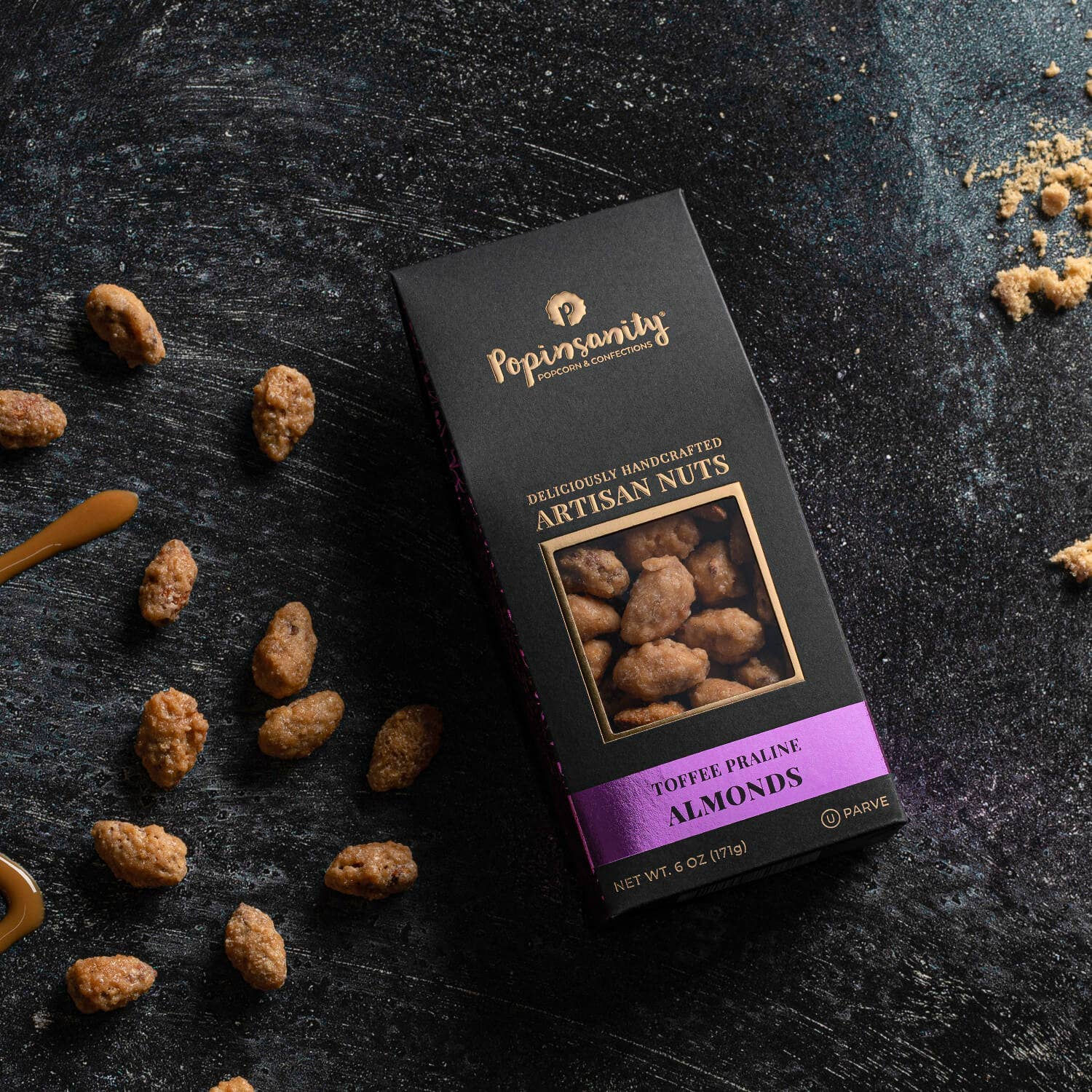 Toffee Praline Almonds | Gourmet Candied Nuts Gift | 6oz Box