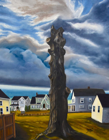 Stormy sky over suburb