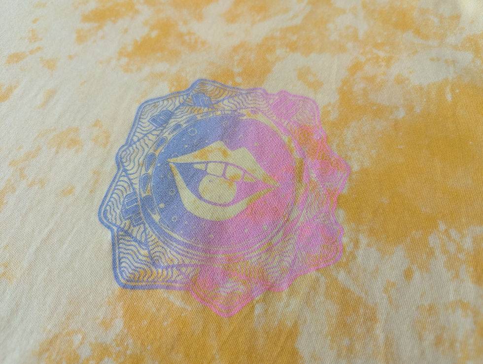Thumbnail: XL, Yellow Screen-printed & Bleach Dyed Unisex T