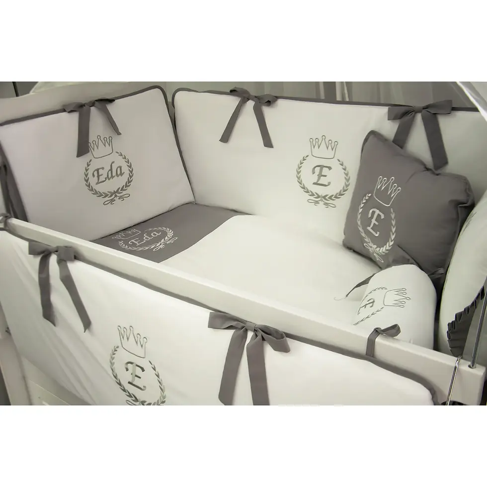 bebek uyku seti gri crown