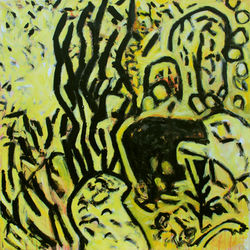 “Aeg” (“Pühendusega Maal”) õli, akrüül, lõuend 2021 (140×140 cm)