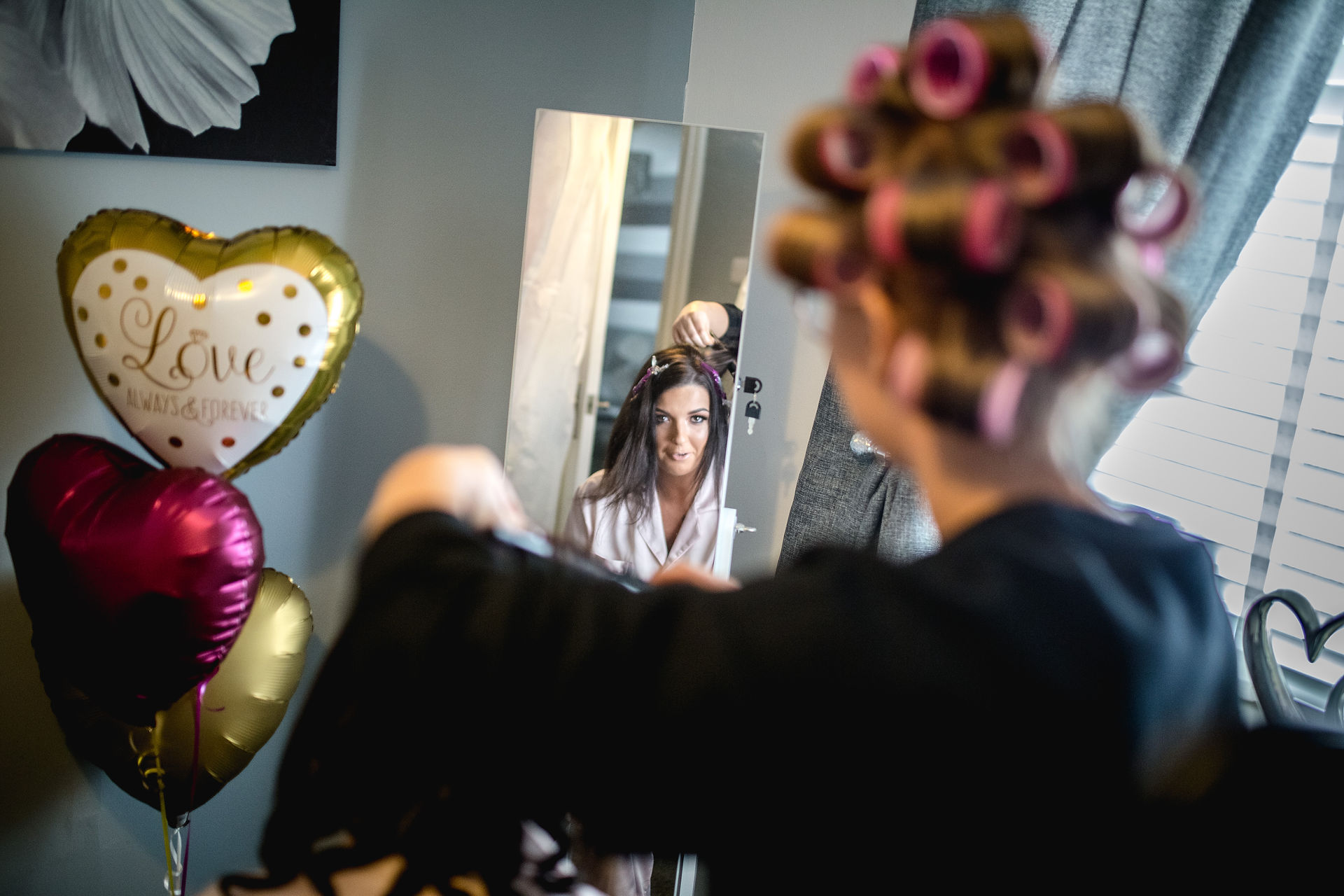 Red hall hotel bridesmaid makeup