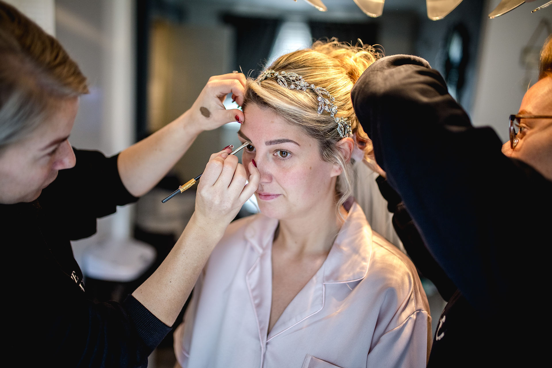 red hall hotel bride makeup