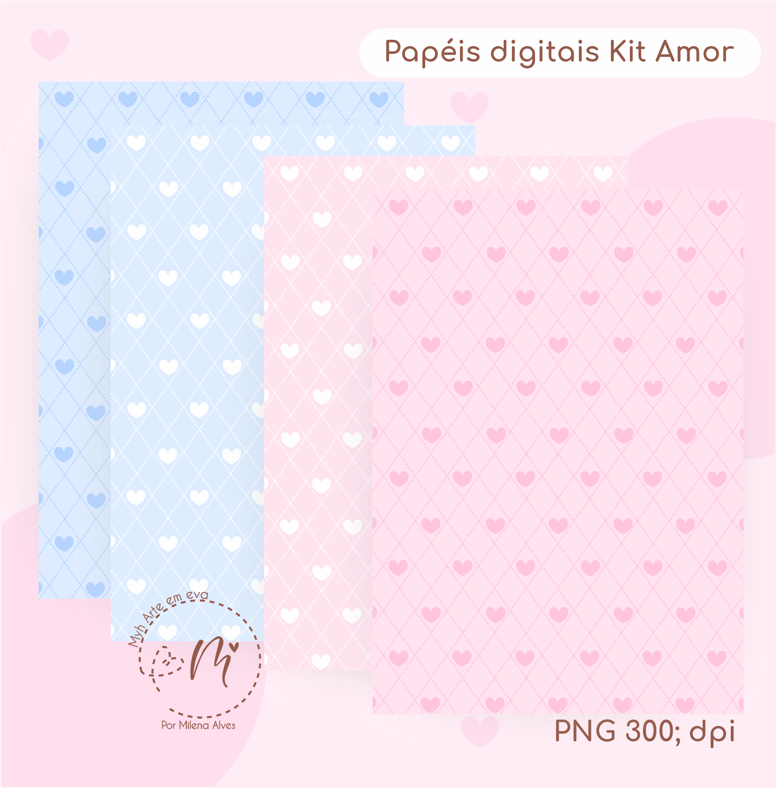 Kit papéis digitais Amor