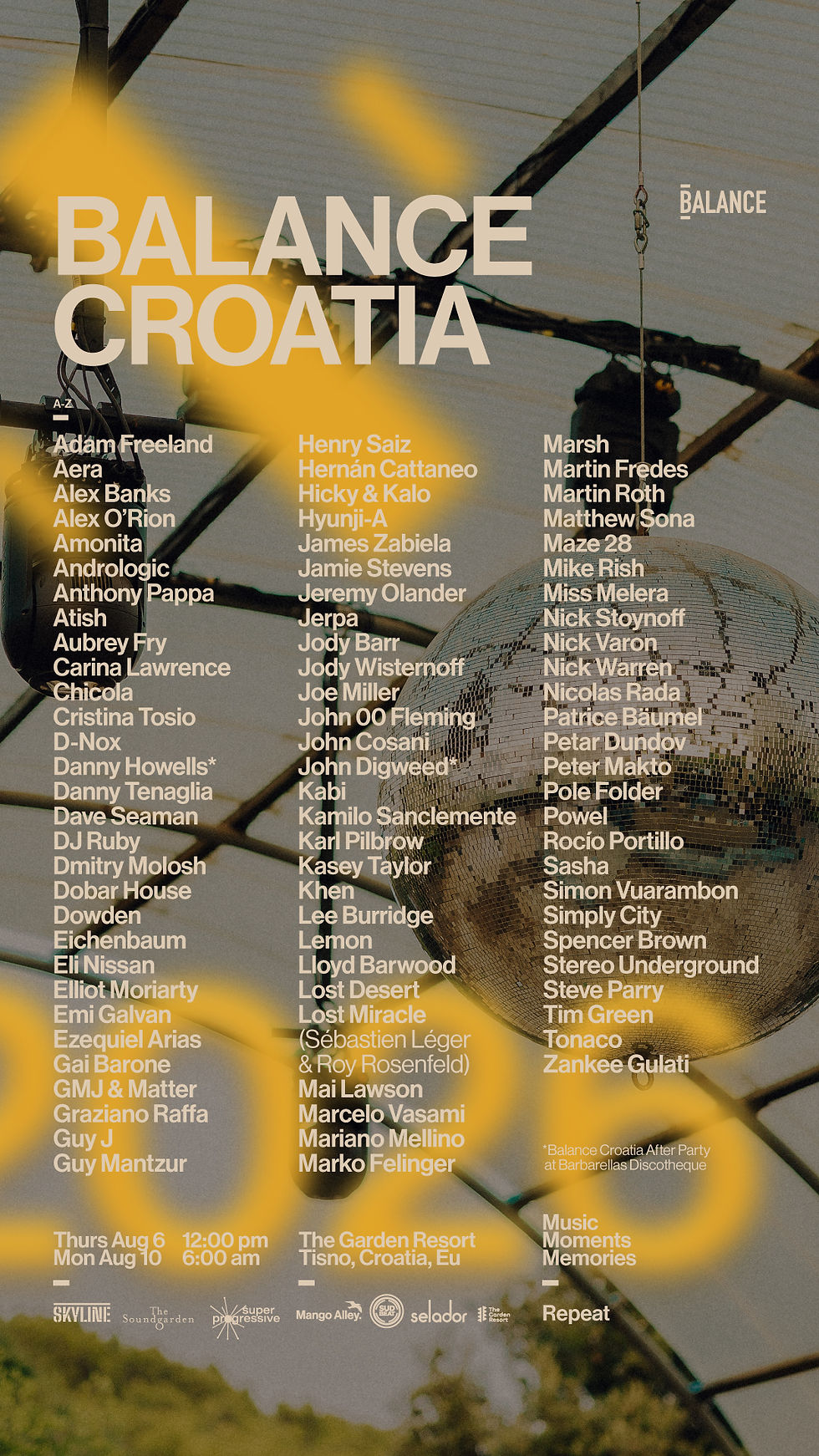 Incredible line-up announced for return of "best festival" Balance Croatia at The Garden Tisno, 6-10 August 2026