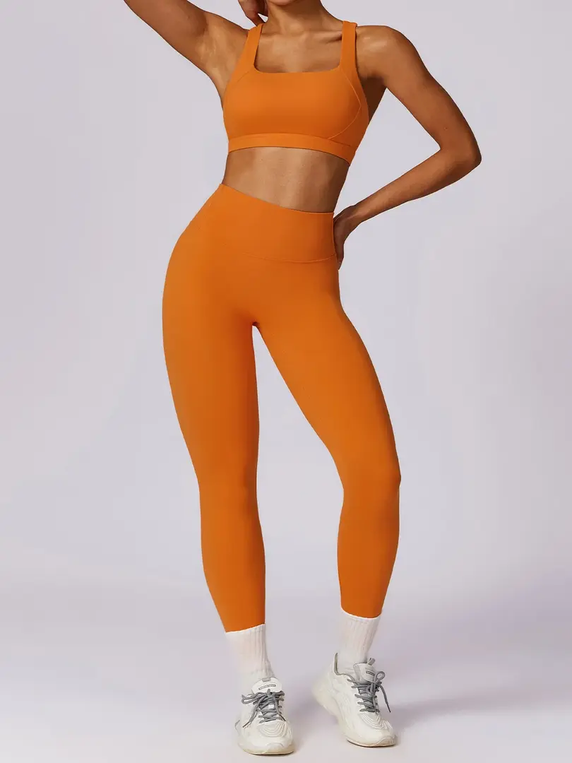 Cusuti 2Pcs Sports Suit Fitness Tracksuit Workout Running Gym Yoga Activewear Set