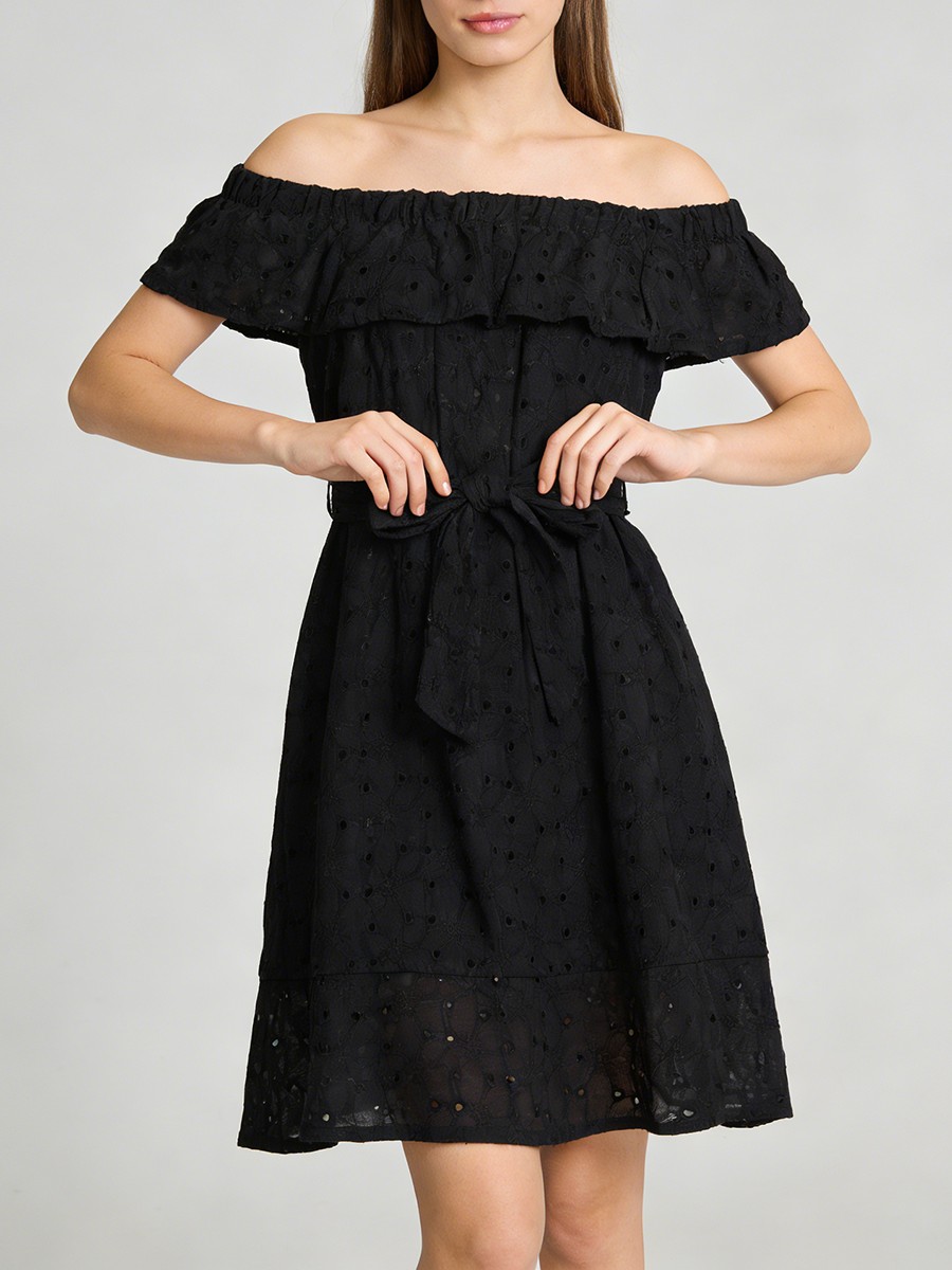 A LINE Dresses, Embroidery, Polyester, Slash Neck, Short Sleeve for A LINE Dresses, Embroidery, Polyester, Slash Neck, Short Sleeve view 1