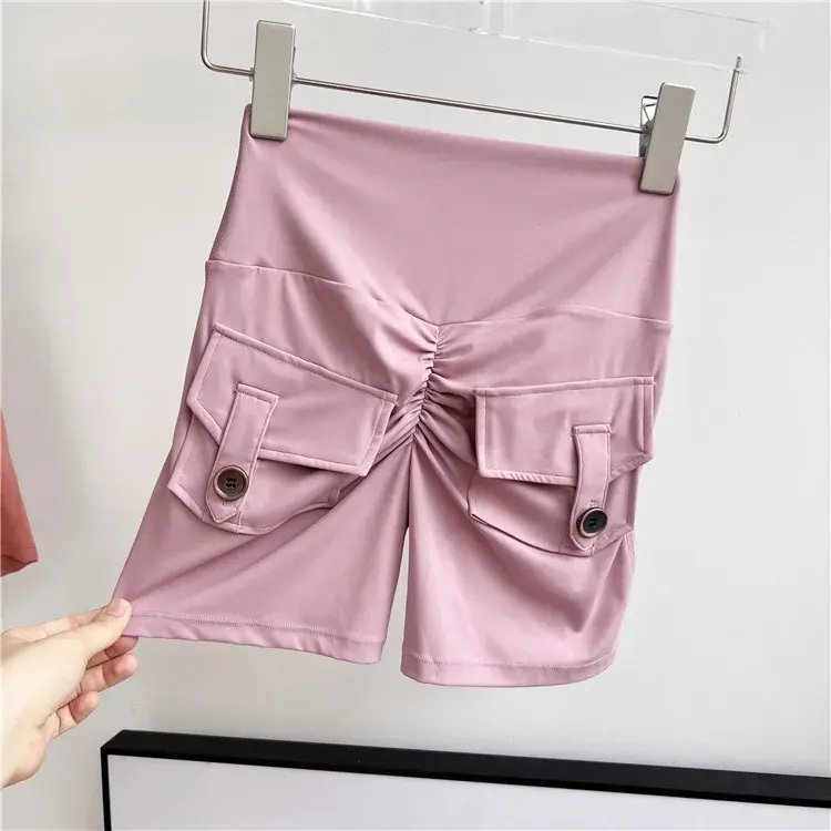 Cusuti High-Waisted Sport Shorts with Pockets - Workout Tights for Fitness & Running