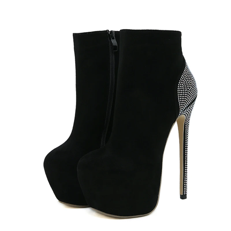 Flocked Material Boots Super High Heel Platform Sole Round Toe Zip Festival for Flocked Material Boots Super High Heel Platform Sole Round Toe Zip Festival view 3