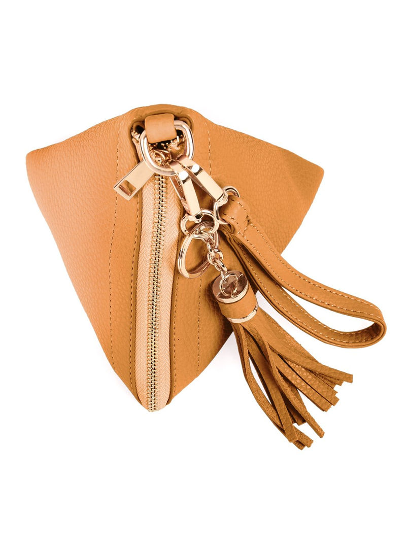 Fashionable purse with unique tassel detail, Vegan leather wristlet with detachable strap, Premium Compact purse with premium