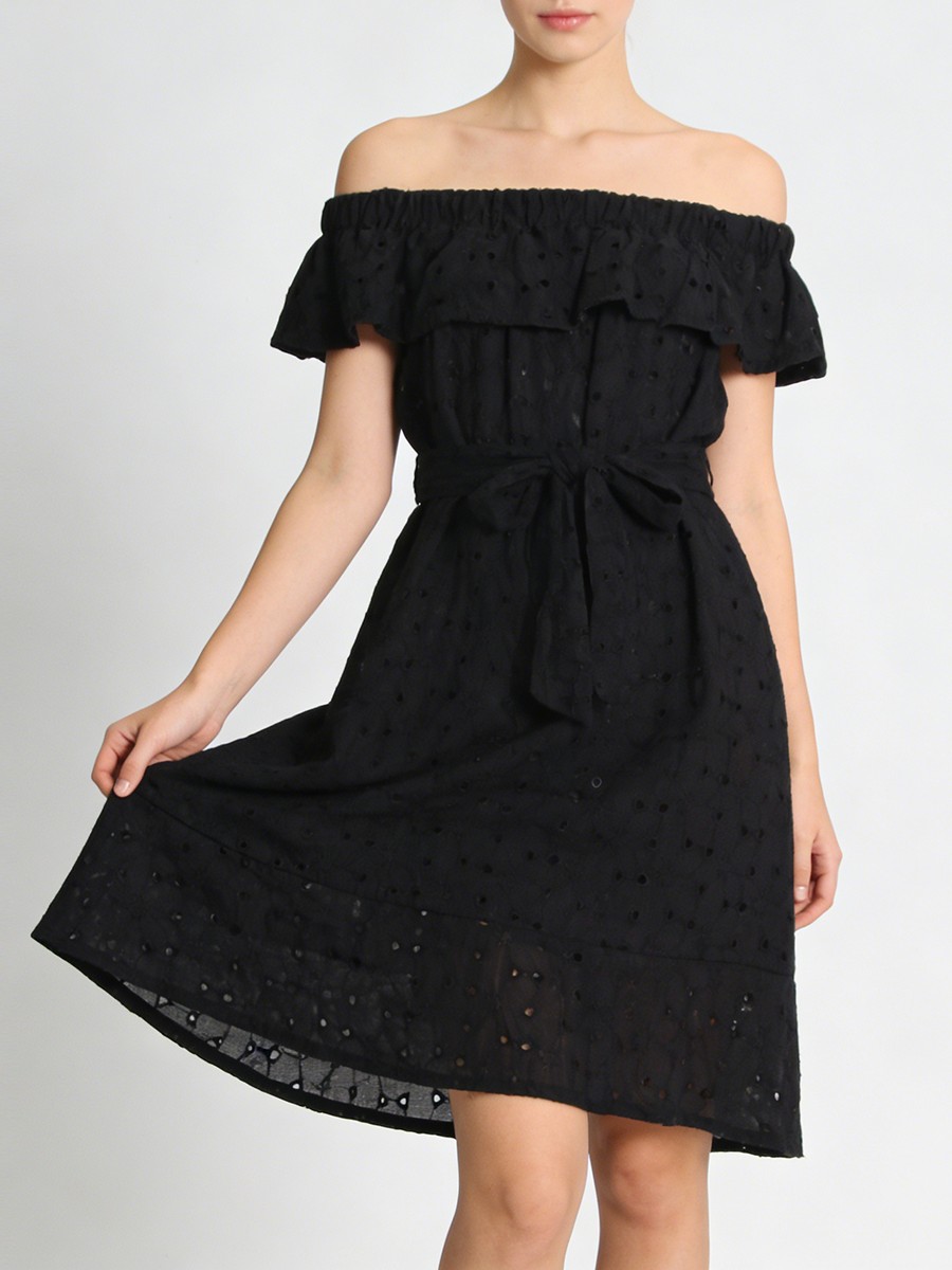 A LINE Dresses, Embroidery, Polyester, Slash Neck, Short Sleeve for A LINE Dresses, Embroidery, Polyester, Slash Neck, Short Sleeve view 2