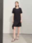 Silk Blend Knee-Length Dress with Pockets, Solid O-Neck, and Short Sleeves Desig