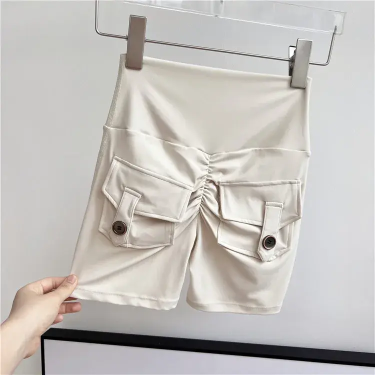 Cusuti High-Waisted Sport Shorts with Pockets - Workout Tights for Fitness & Running