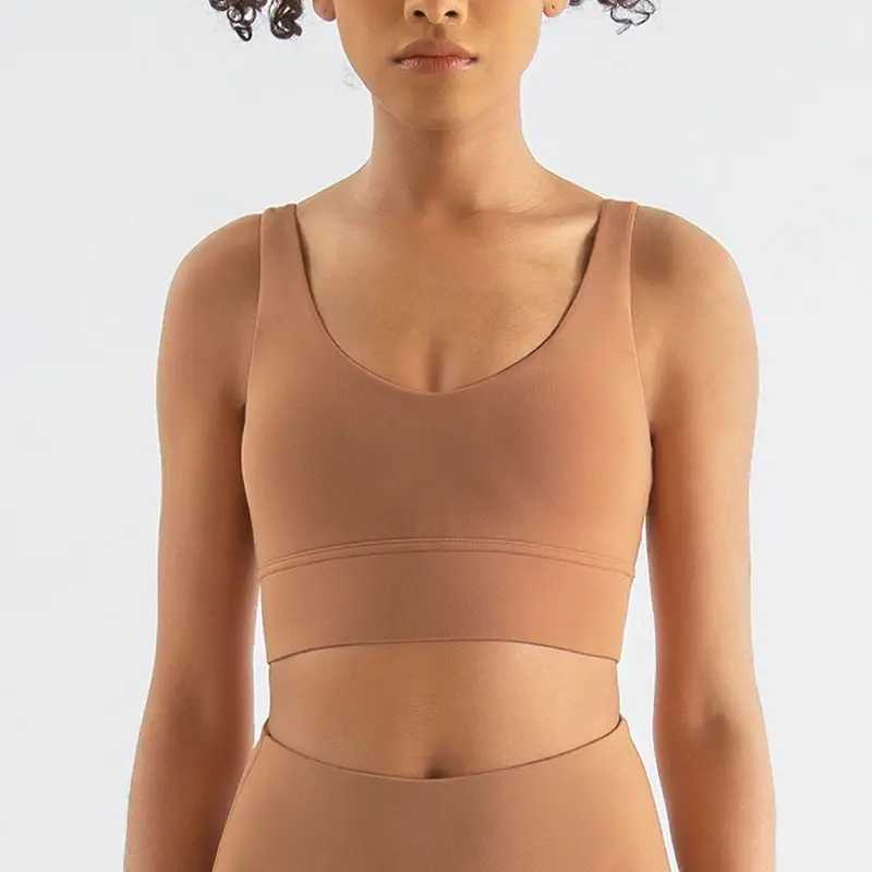 Thumbnail: Seamless Nylon Sports Bra Removable Pads Anti-Shake Gym Yoga Top
