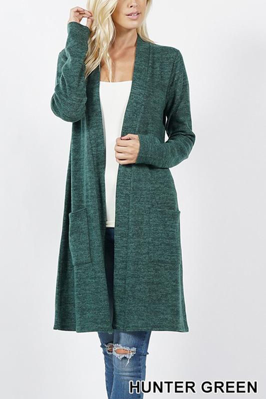 "Soft Brushed Cardigan - Versatile layering essential for cold weather."