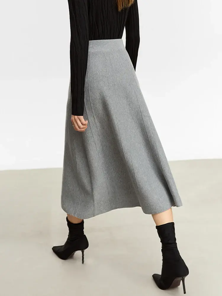 Cusuti Minimalist Wool A-Line Skirt - Winter Commute Style
