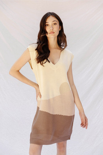 intarsia knit sweater dress 1970s Giorgio di Sant' Angelo Biplane Intarsia Knit Maxi Dress