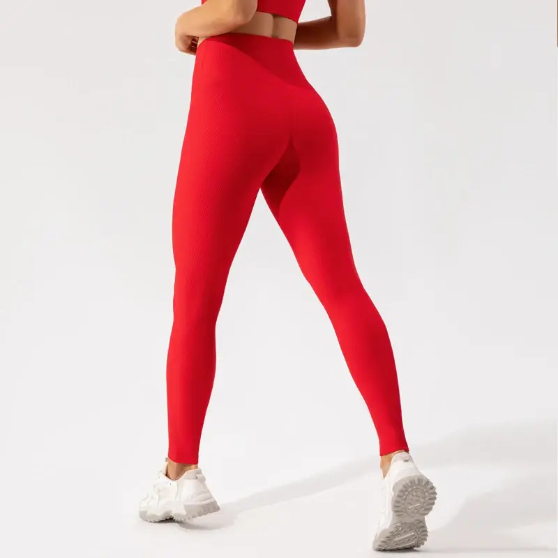 Cusuti Ribbed Seamless Sport Leggings - Push Up Gym Tights