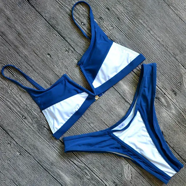 Cusuti V-Neck Bikini Swimsuit Two Piece Bathing Suit