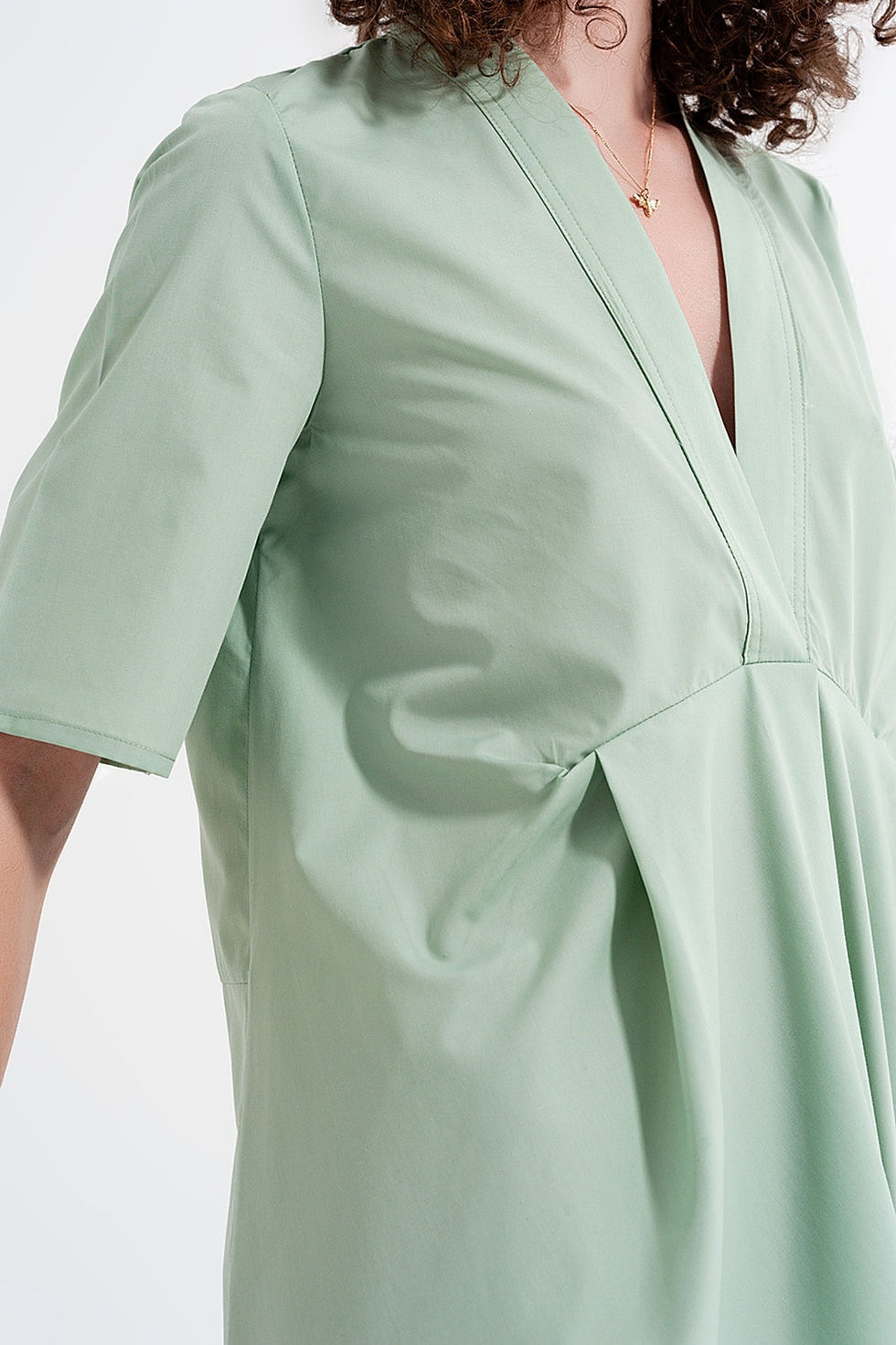 Thumbnail: High Low Dress With Empire Waistline in Green