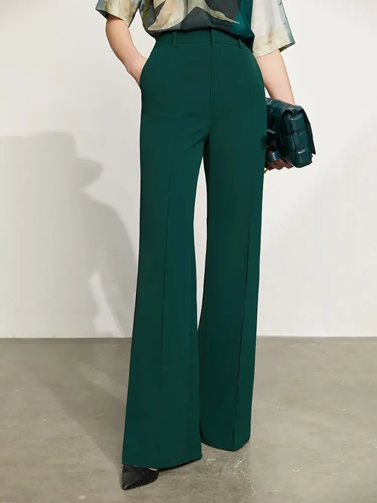 Cusuti High Waist Wide Leg Pants, Spring Casual Office Trousers