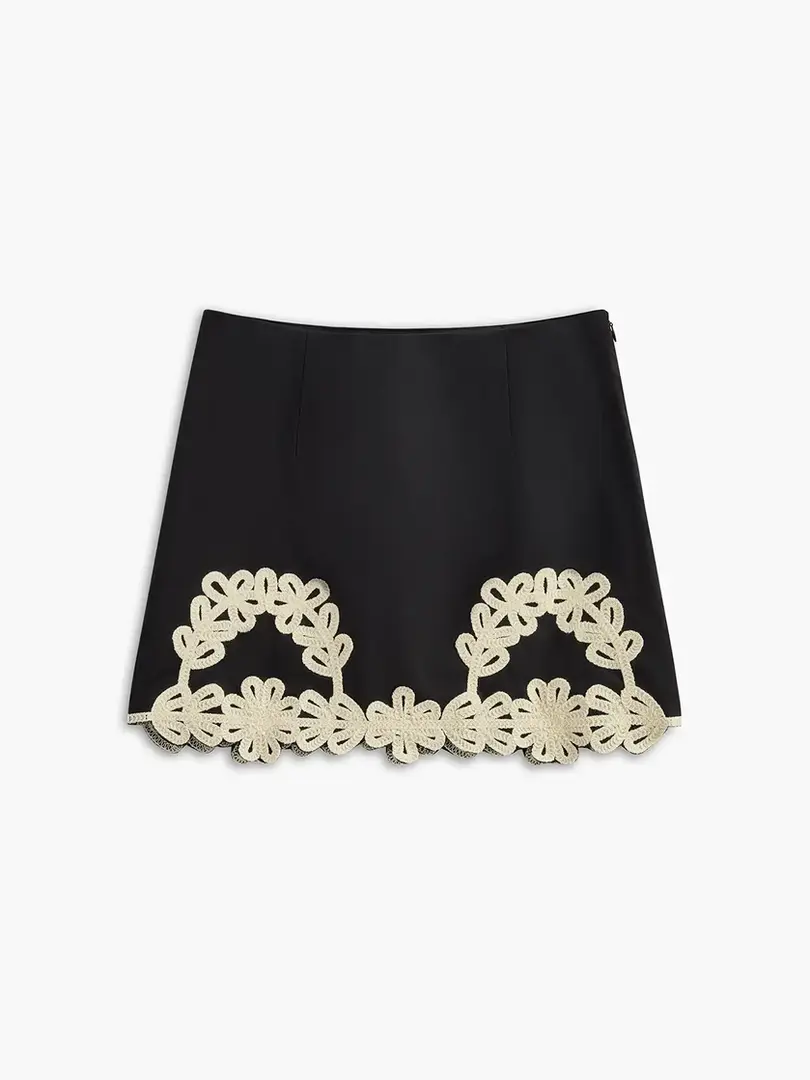 Cusuti Embroidered Sleeveless Zipper Skirt Two Piece Set - Solid