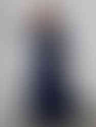 Photo of a model with Cusuti Bridal V-neck A-line evening dress with soft chiffon fabric, full lace sleeve and lace applique