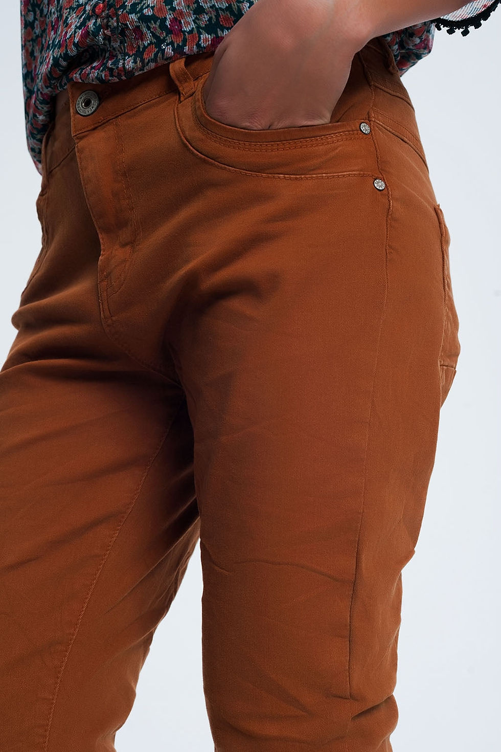 Thumbnail: Drop Crotch Skinny Jean in Orange