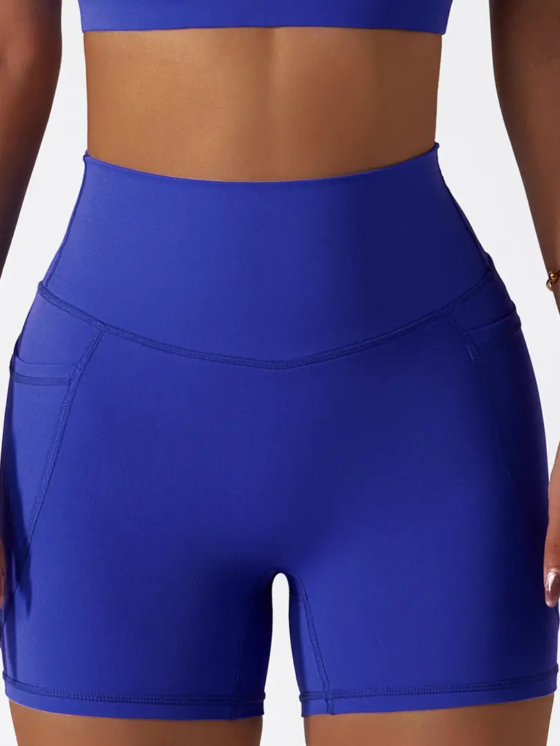 Cusuti Comfortable High Waist Yoga Shorts with Pockets - Skin Friendly Gym Workout