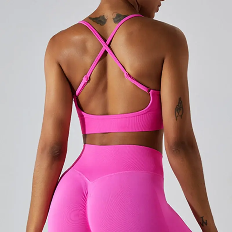 Cusuti Seamless Fitness Yoga Top Stretch Gym Sportswear Tight Shockproof Activewear