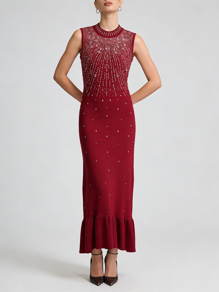 Ankle-Length Trumpet Mermaid Dress, Slim Fit, Diamonds Decoration, Polyester for The Refined Trumpet Silhouette - view 4