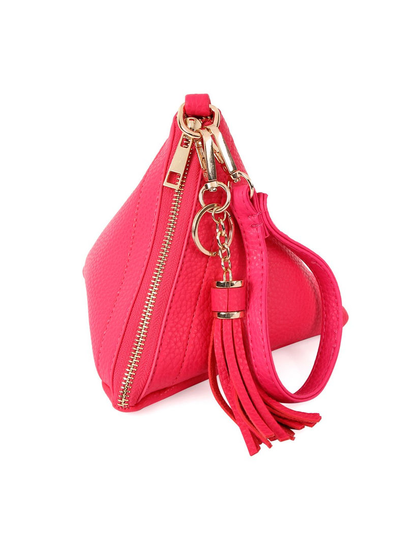 Fashionable purse with unique tassel detail, Vegan leather wristlet with detachable strap, Premium Compact purse with premium