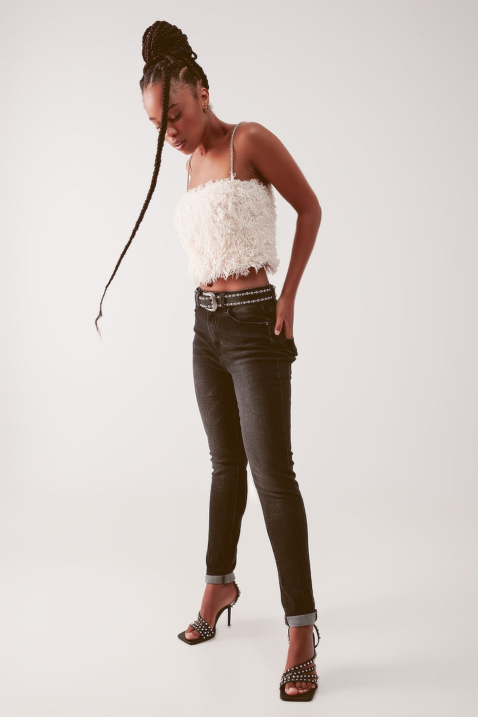 Thumbnail: Super High Waist Skinny Jeans in Washed Black