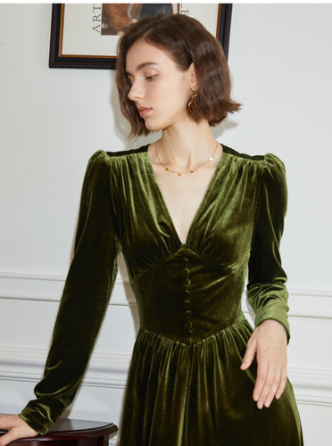 green emerald velvet dress Sweet Jane Olive Crushed Velvet Mini Dress | As Seen on Taylor Swift main image 0