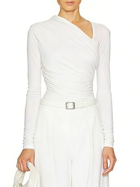Rompers & Playsuits, V Neck Shirring Rompers, Polyester Woven Sheer, Solid