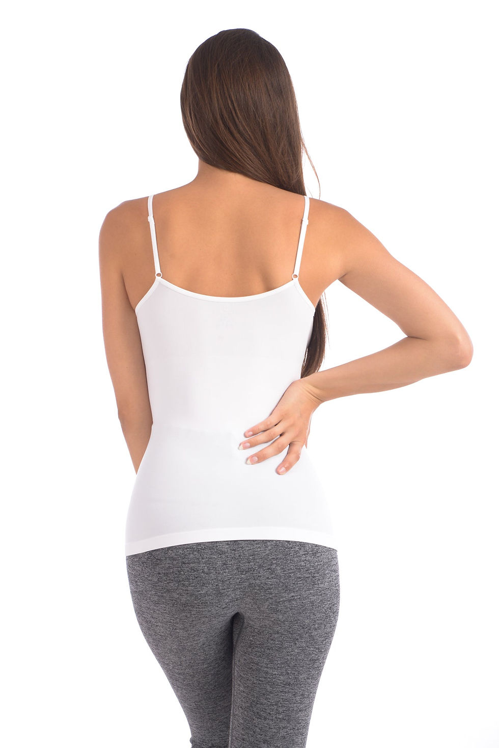 Thumbnail: Seamless Slimming Camisole With Lace Trim at Neckline - White
