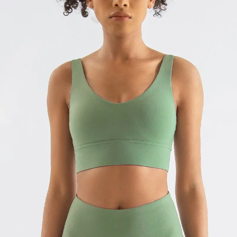 Thumbnail: Seamless Nylon Sports Bra Removable Pads Anti-Shake Gym Yoga Top