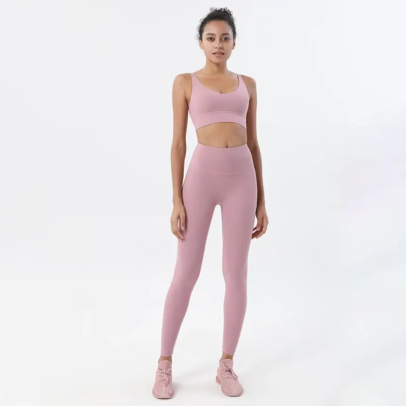 Cusuti Gym Yoga Set Fitness Workout Athletic Tracksuit Leggings Top Activewear