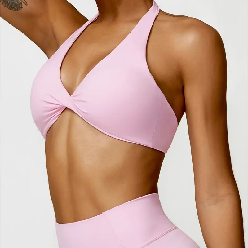 Cusuti Push-Up Sports Bra Pleated Gym Workout Yoga Fitness Top Activewear