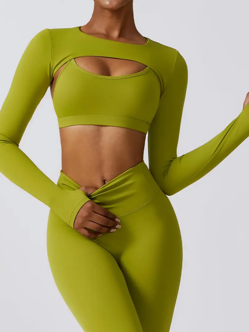 Cusuti Long Sleeve Yoga Top | Camisole Workout Top | Fitness & Gym Shawl Wrap