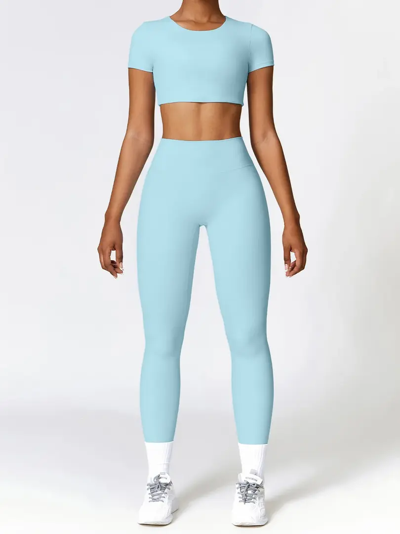 Cusuti Yoga Set 2 Piece Workout Outfits Sportswear Fitness Activewear Long Sleeve