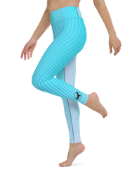 A woman confidently doing a yoga pose while wearing CoastFlex Sport Leggings in a stylish color