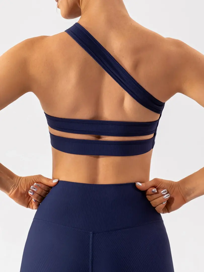 Cusuti One Shoulder Sports Bra | Ribbed Gym Top | Activewear | Yoga Top