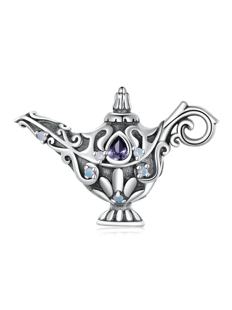 A charm featuring a whimsical owl design crafted from 925 sterling silver with colorful enamel accents and a sparkling