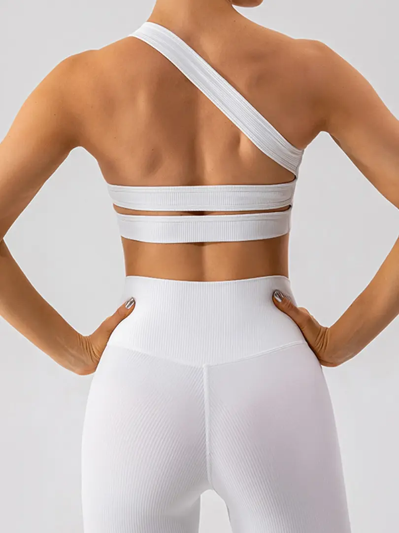 Cusuti One Shoulder Sports Bra | Ribbed Gym Top | Activewear | Yoga Top