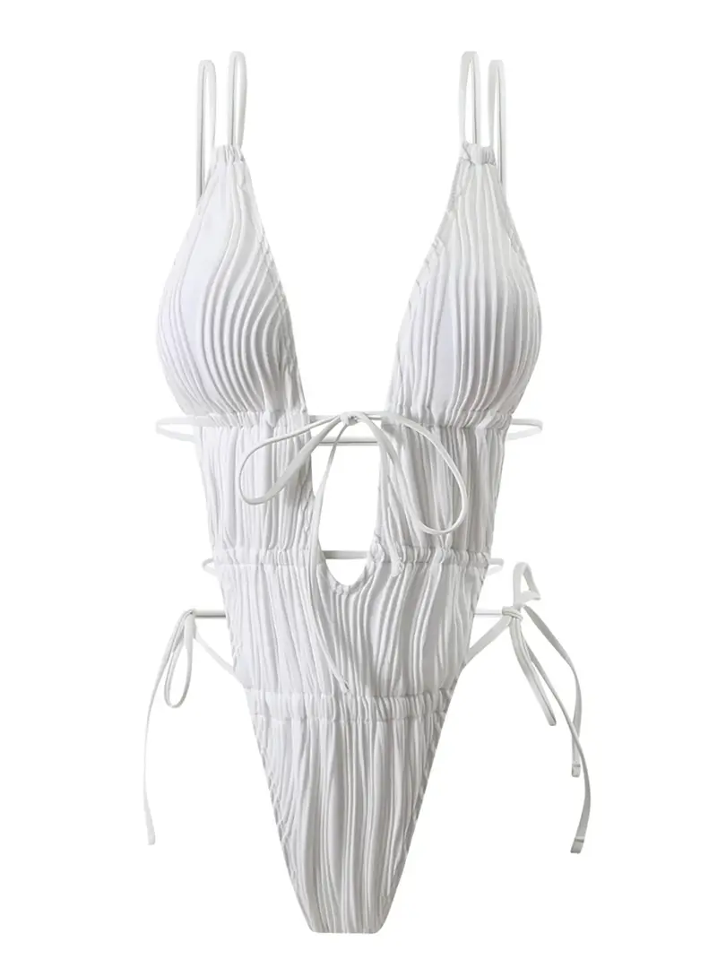 Cusuti Deep V Neck High Leg Cut One Piece Swimsuit - Swimwear Bathing Suit