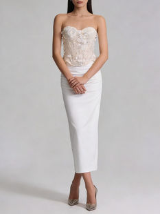 Two Piece Set, Strapless Tunic, Sequins, Polyester, Slim Fit